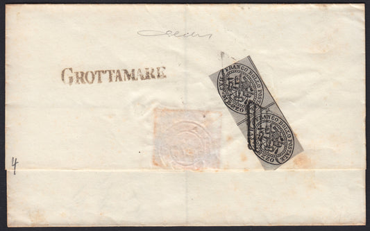 F24_64 - 1856 - Lettera spedita da Grottammare per Montefiore 18/9/56 affrancata con 1/2 baj grigio coppia (1).