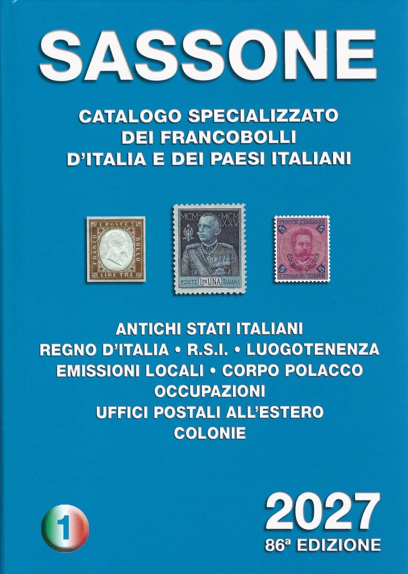 CATALOGO SASSONE REGNO 2027 - SPEDIZIONE SOLO IN ITALIA.