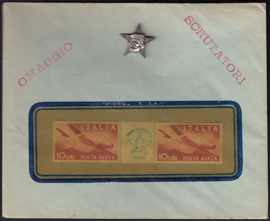 1961 Fragment stamped with complete Gronchi series with L. 205 Lilac Pink instead of Gray (918, 919, 921)