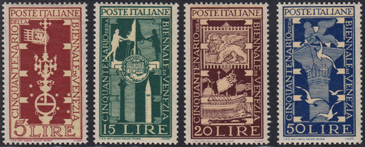REP40 - 1949 - Winged wheel watermark, Venice Biennale complete set of four values ​​new intact rubber (594/7)