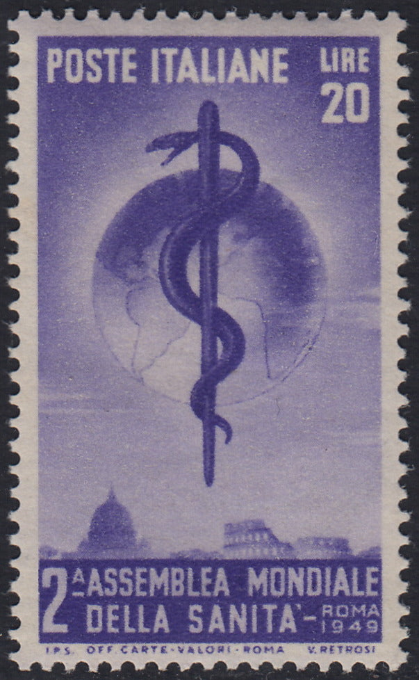 REP49 - 1949 - Winged wheel watermark, sanitary L. 20 violet new intact rubber (607)