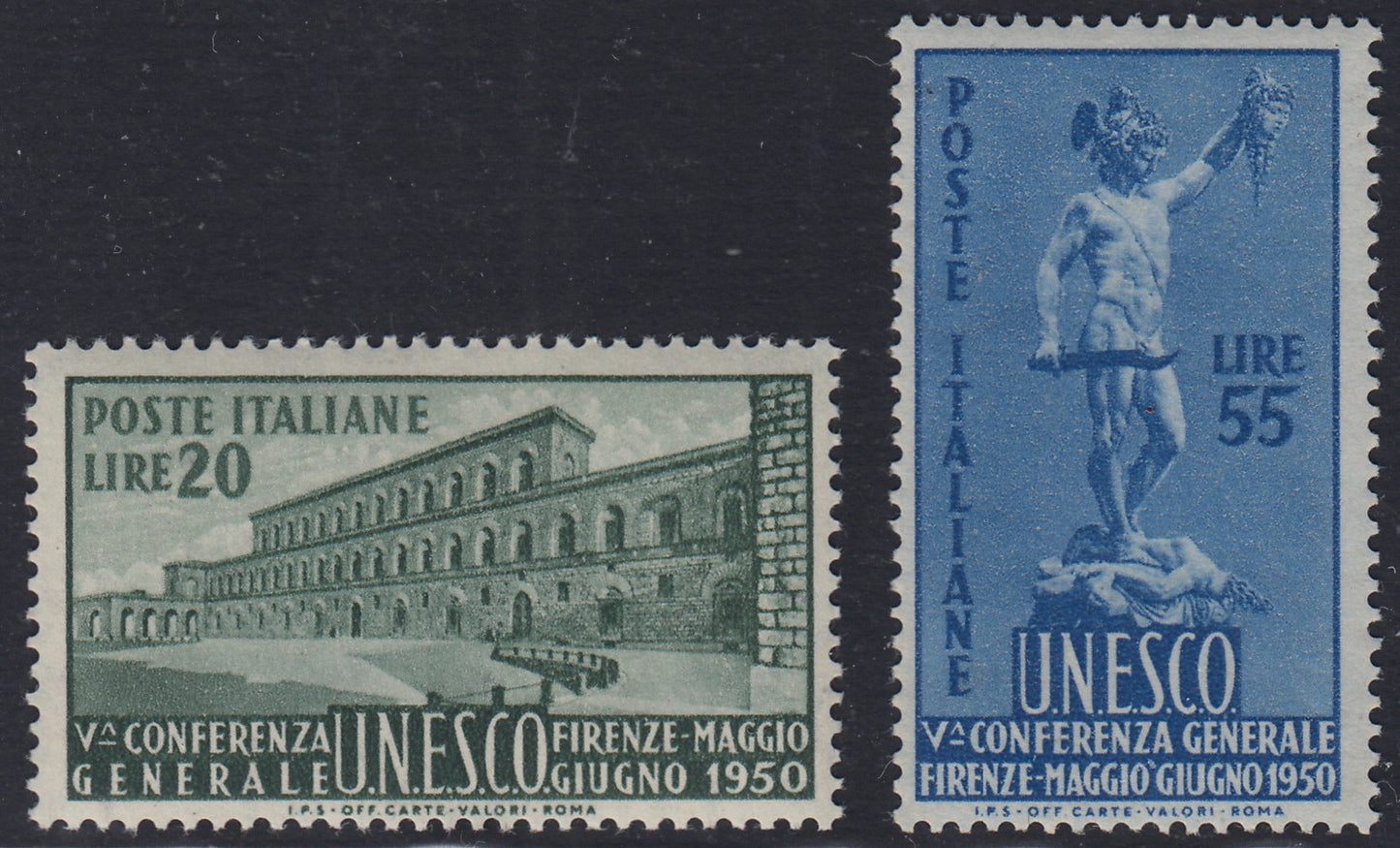 REP59 - 1950 - Winged wheel watermark, UNESCO series of two values ​​new intact rubber (618/9)