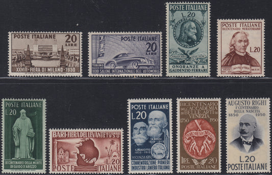 REP59 - 1950 - Winged wheel watermark, set of new period values ​​with intact rubber (616, 617, 622, 625/8, 632/3)