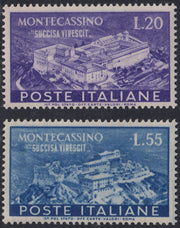 Rep82 - 1951 - Filigrana ruota alata - Ricostruzione della Abbazia di Montecassino nuovi con gomma integra (664 665)