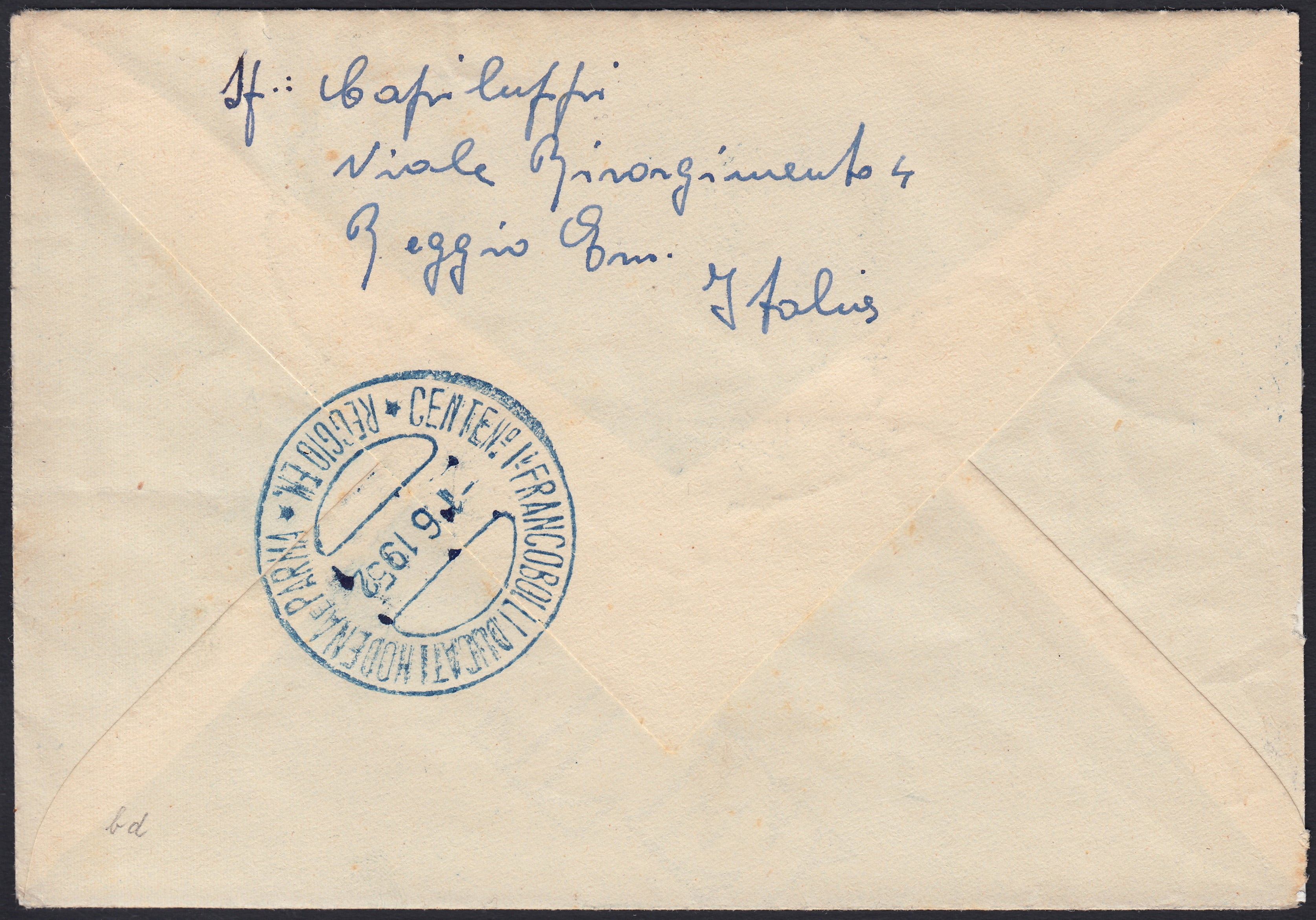 REPSP12 - 1952 - Venemario del primo francobollo del Ducato di Modena, serie su lettera diretta in Belgio con annullo commemorativo dedicato (689, 690)