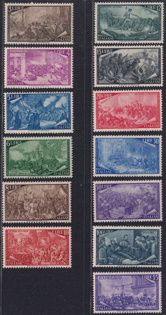 REP34 - 1948 - Winged wheel filigree, Santa Caterina complete set of PO + PA new intact rubber (574/77 + A146/7)