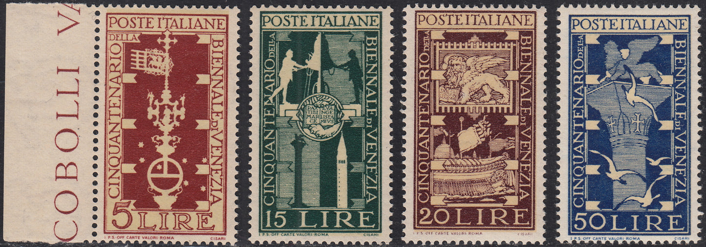 REP34 - 1948 - Winged wheel filigree, Santa Caterina complete set of PO + PA new intact rubber (574/77 + A146/7)