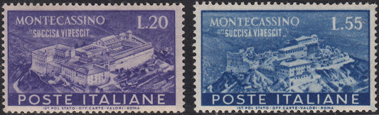 REP166 - 1951 - Montecassino, serie completa di 2 valori nuovi gomma integra (664, 665)