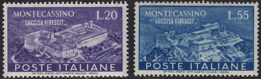 REP167 - 1951 - Montecassino, serie completa di 2 valori nuovi gomma integra (664, 665)