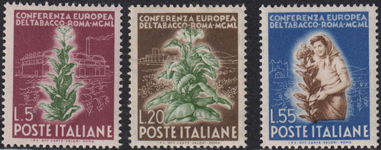 REP170 - 1950 - TABACCO, serie completa di 3 valori nuovi gomma integra (629/631)