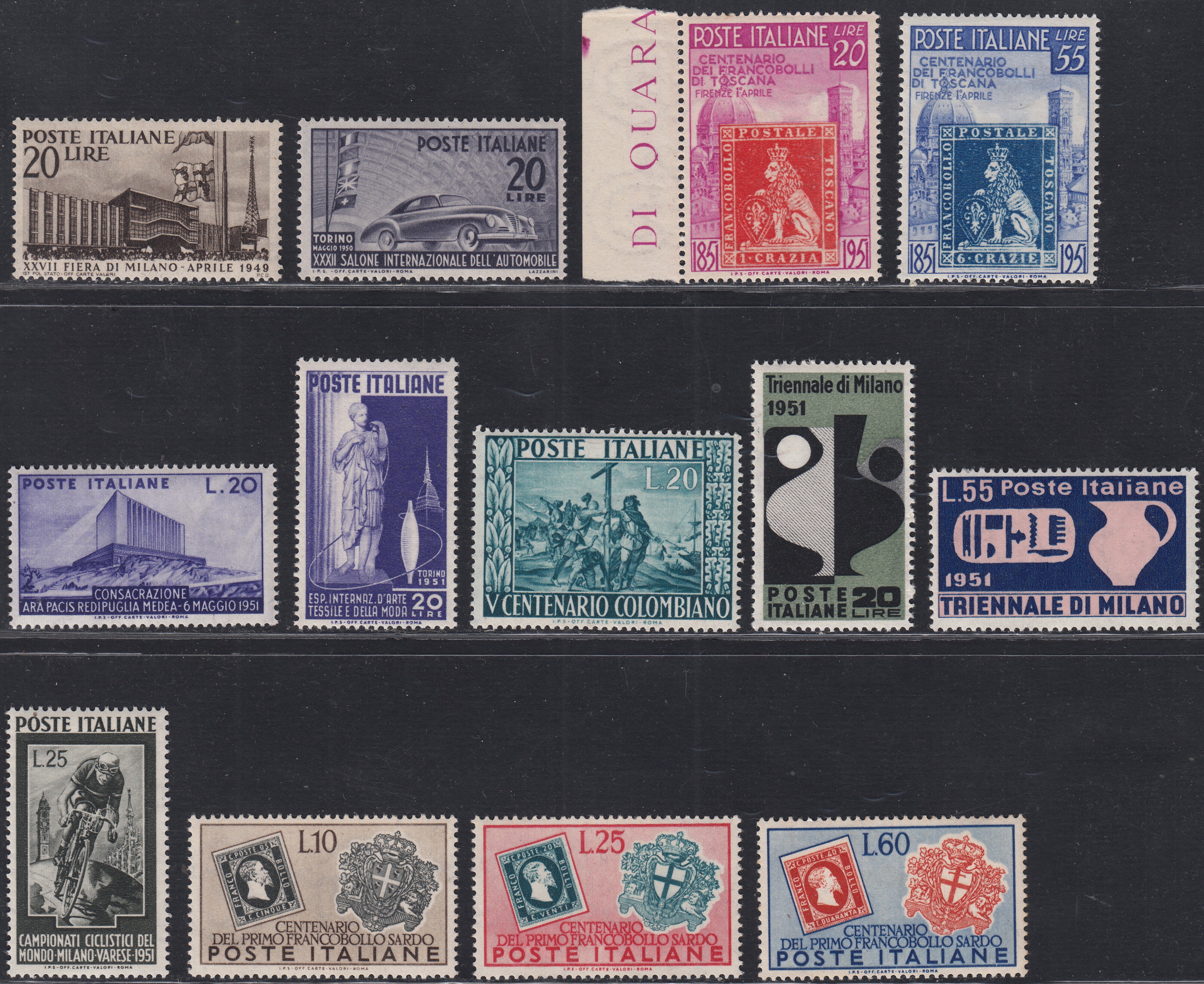 REP34 - 1948 - Winged wheel filigree, Santa Caterina complete set of PO + PA new intact rubber (574/77 + A146/7)