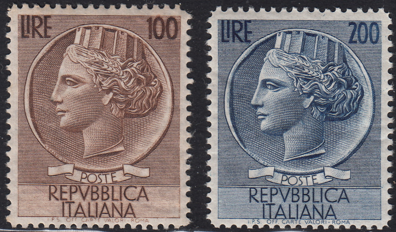 REP34 - 1948 - Winged wheel filigree, Santa Caterina complete set of PO + PA new intact rubber (574/77 + A146/7)