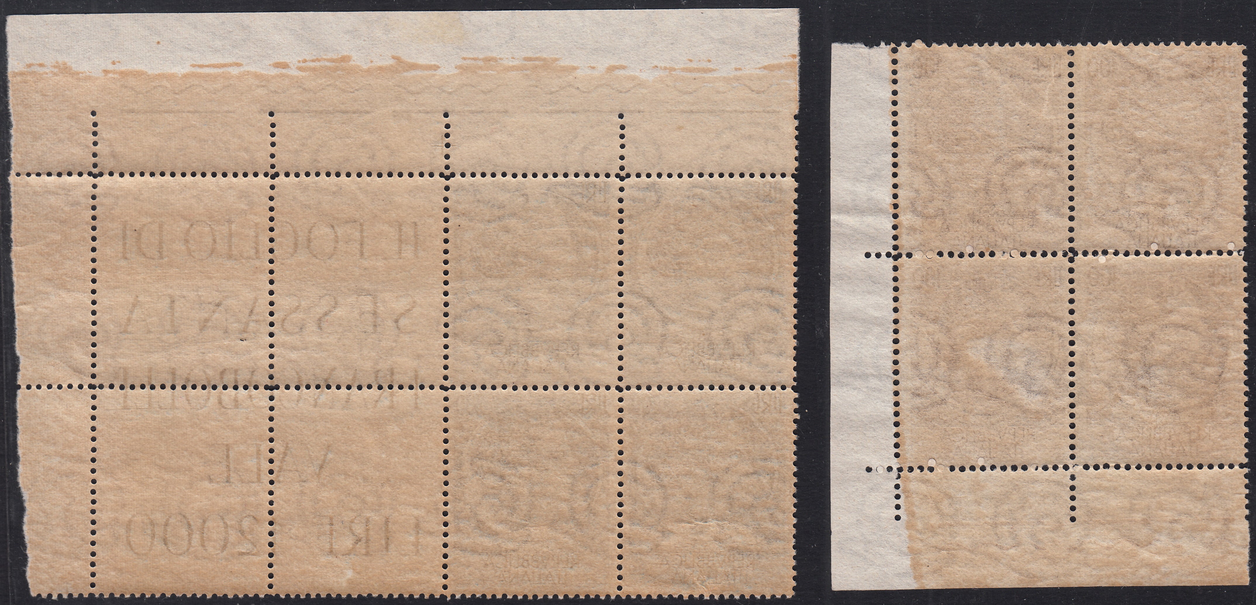 REP34 - 1948 - Winged wheel filigree, Santa Caterina complete set of PO + PA new intact rubber (574/77 + A146/7)