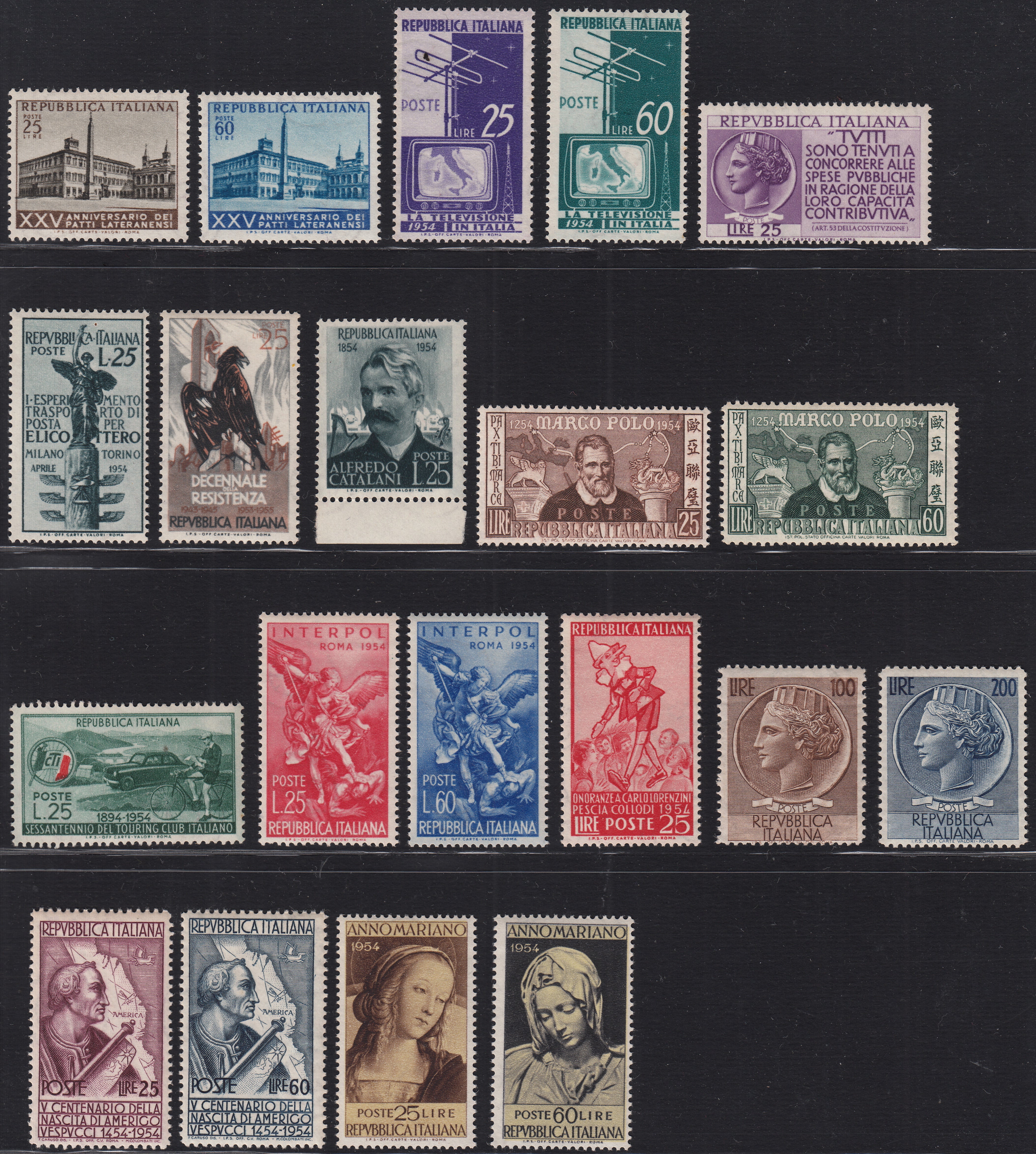 REP34 - 1948 - Winged wheel filigree, Santa Caterina complete set of PO + PA new intact rubber (574/77 + A146/7)