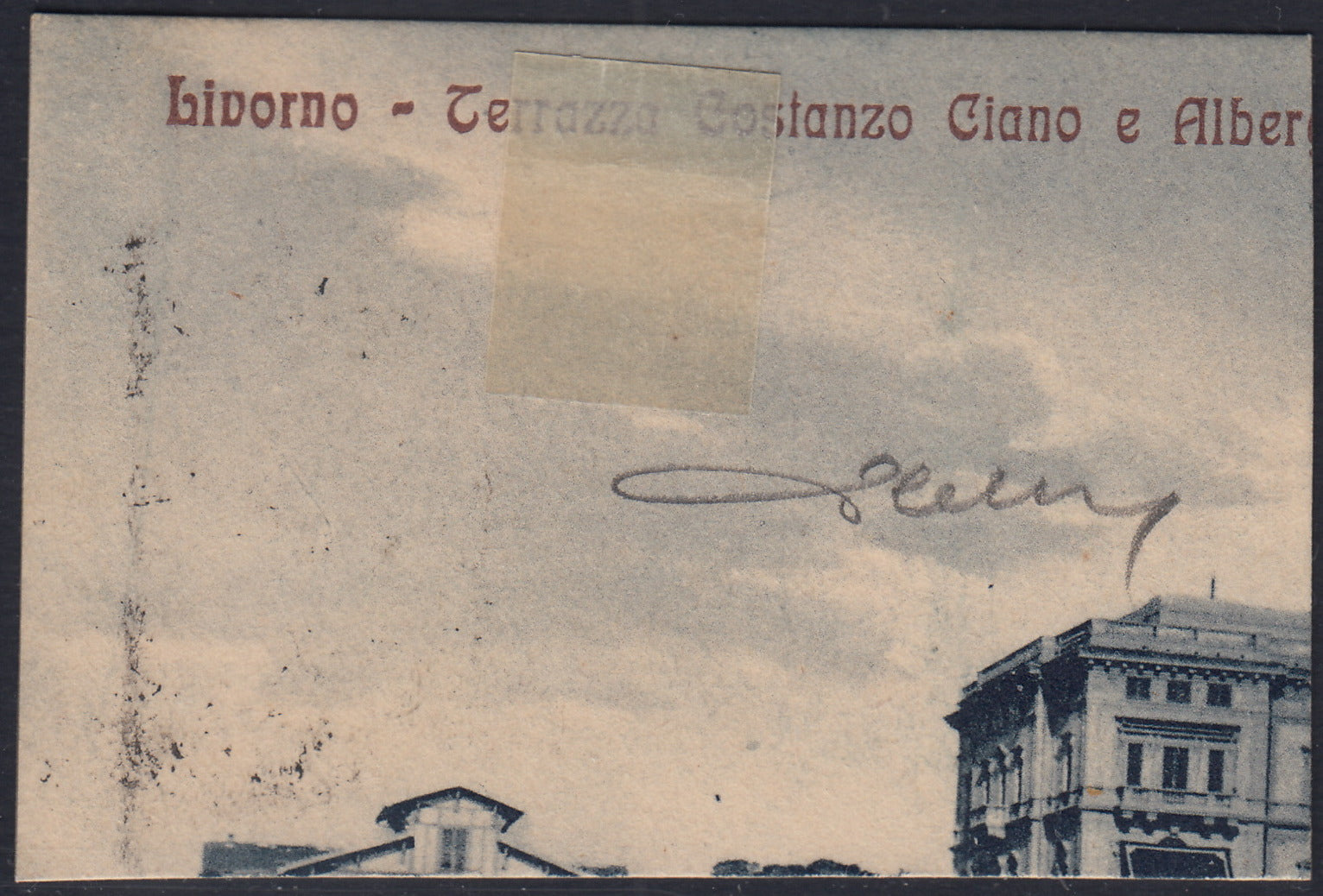 Reino de Italia, c. 50 violeta par horizontal tipo Michetti sin perforación con sobreimpresión PRÉSTAMO NACIONAL desplazada a la derecha