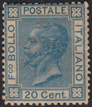 F15_158 - 1867 - Issue based on drawings by Luigi Bigola, c. 20 light blue Turin edition, new without rubber (T26).