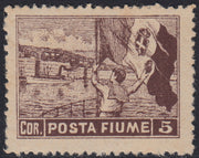 Fiume137 - 1919 - Allegorie, tassello "Posta Fiume", 5 corone bruno dentellatura 12 1/4 x 13 1/4 nuovo con gomma integra (61/II)