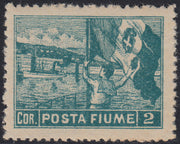 RM10_143 - 1919 - Allegorie, tassello "Posta Fiume", 2 corone azzurro dentellatura 12 1/4 x 13 1/4 nuovo con gomma originale (59/II)