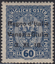 RM10_154 - 1918 - Francobollo d'Austria 60 heller cobalto scuro soprastampato "Venezia Giulia" nuovo con gomma originale (12)