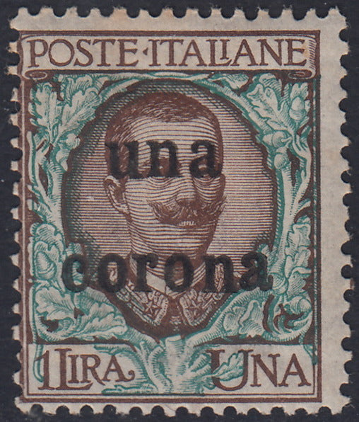RM10_170 - 1919 - Floreale Una corona su L. 1 nero e verde nuovo con gomma (1)