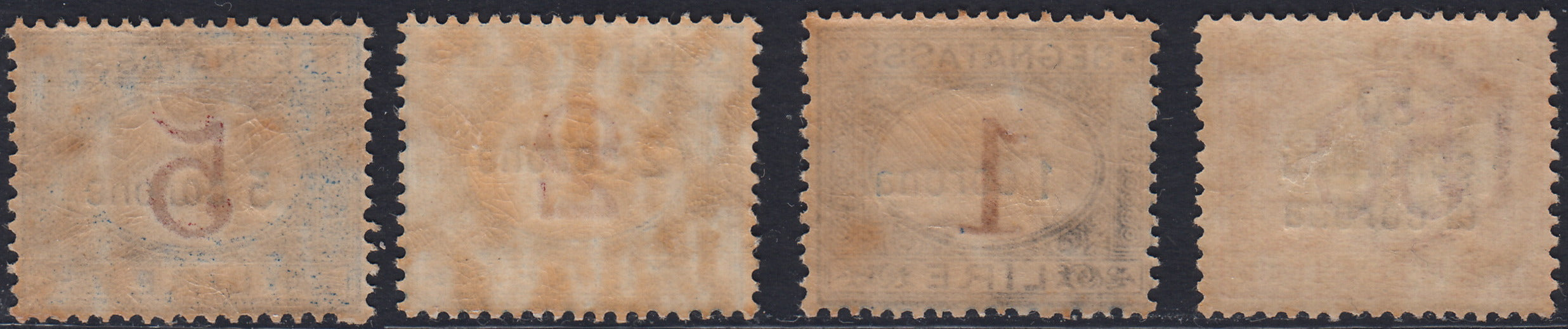 RM10_177 - 1922 - Segnatasse d'Italia soprastampate in centesimi di corona e corone, serie completa di quattro valori nuova con gomma (1/4)