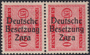 RM10_17 - 1943 - Occupazione tedesca di Zara, Segnatasse c. 20 carminio soprastampato "Deutsche BesetzuAg Zara" in coppia con esemplare normale nuovo con gomma integra (3+3a)