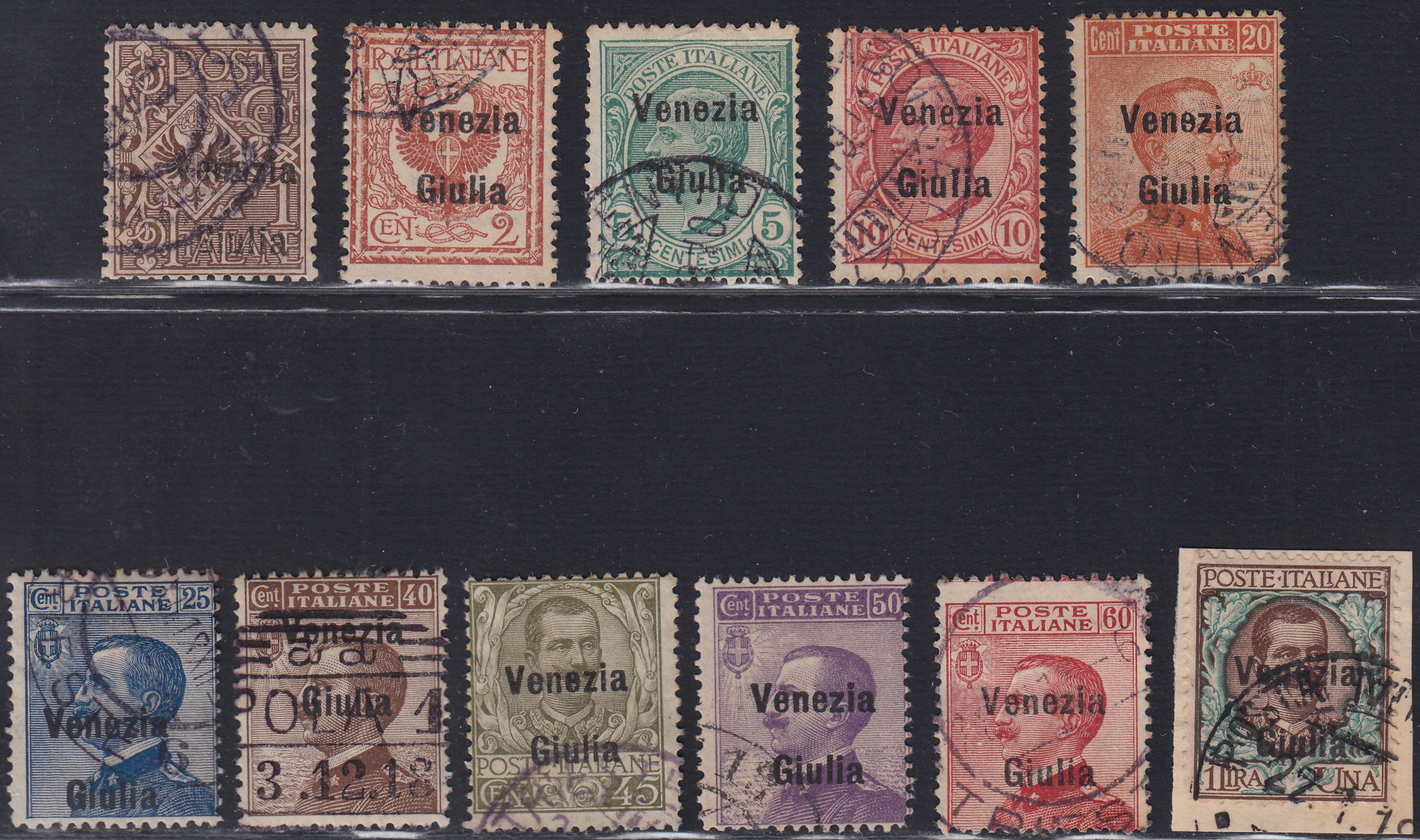 RM10_181 - 1919 - Francobolli d'Italia soprastampati "Venezia Giulia", serie di 11 valori usati (19/29)