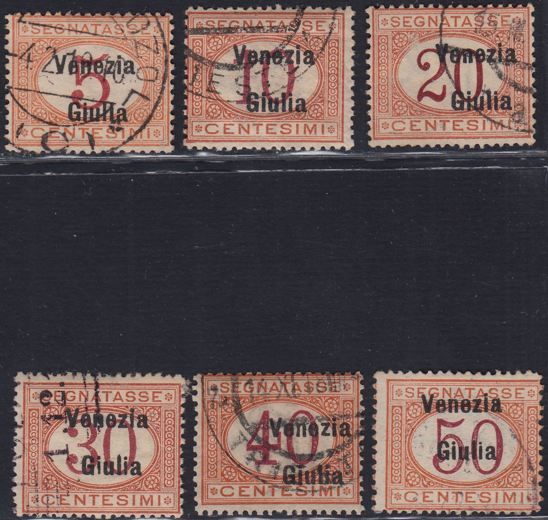 RM10_184 - 1918 - Segnatasse d'Italia con soprastampa "Venezia Giulia" serietta di 6 esemplari usati (1/6)