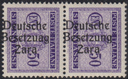 RM10_18 - 1943 - Occupazione tedesca di Zara, Segnatasse c. 50 violetto soprastampato "Deutsche BesetzuAg Zara" in coppia con esemplare normale e con soprastampa fortemente spostata a sinistra nuovo con gomma integra (7ba+7b)