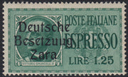 RM10_20 - 1943 - Occupazione tedesca di Zara, Espressi L. 1,25 verde soprastampato "Deutsche BesetzuUg Zara" nuovo con gomma originale (1a)
