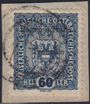 RM10_228 - 1918 - Francobolli d'Austria soprastampati "Regno d'Italia / Trentino / 8 nov. 1918", 60 heller cobalto scuro usato (12)
