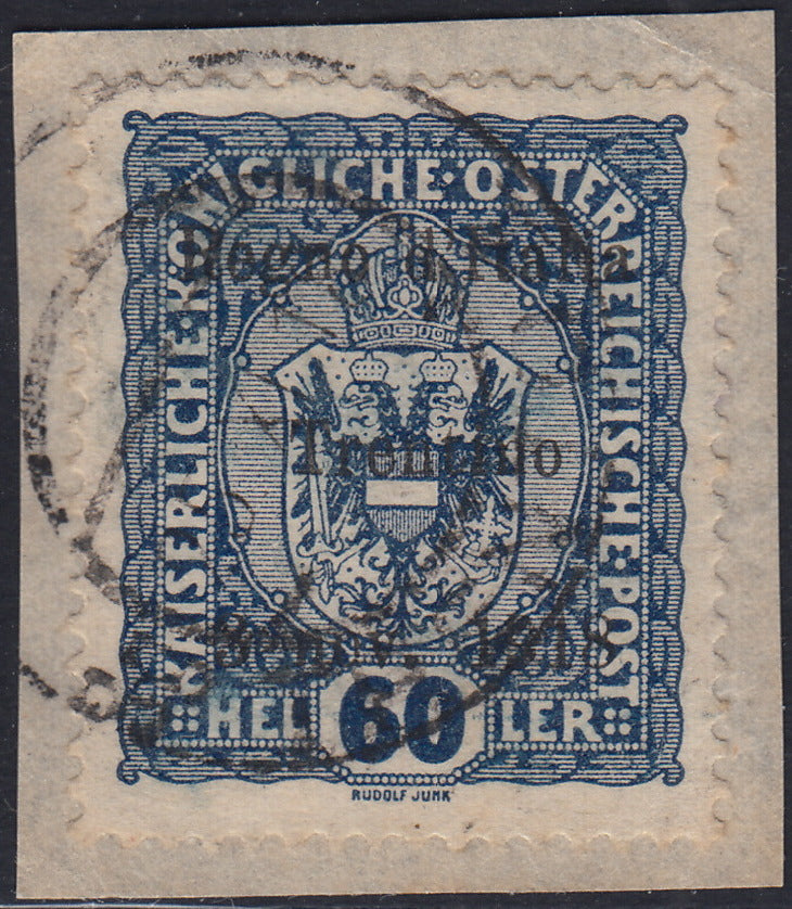 RM10_228 - 1918 - Francobolli d'Austria soprastampati "Regno d'Italia / Trentino / 8 nov. 1918", 60 heller cobalto scuro usato (12)