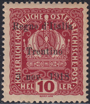 RM10_237 - 1918 - Francobolli d'Austria soprastampati "Regno d'Italia / Trentino / 8 nov. 1918", 10 heller lacca nuovo con gomma originale (4)