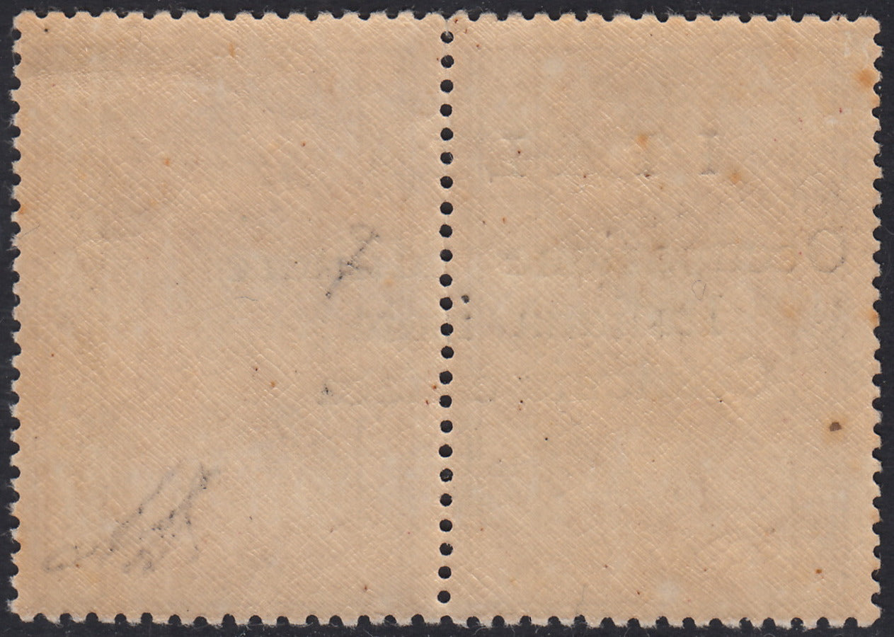 Griechenland-Briefmarke aus der Serie "Mythologie", 5 + 5 Lepta braun, rot und blau, mit handaufgedrucktem Überdruck Argostoli (56b), gebraucht