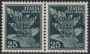 RM10_25 - 1943 - Occupazione tedesca di Zara, Posta Aerea c. 25 verde scuro soprastampato "Deutsche BesetzuAg Zara" in coppia con esemplare normale nuovo con gomma integra (1a + 1)