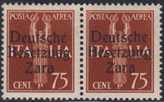 RM10_27 - 1943 - Occupazione tedesca di Zara, Posta Aerea c. 75 bruno giallo soprastampato "Deutsche BesetzuAg Zara" in coppia con esemplare normale nuovo con gomma integra (3a + 3)