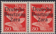 RM10_28 - 1943 - Occupazione tedesca di Zara, Posta Aerea c.80 arancio soprastampato "Deutsche BesetzuAg Zara" in coppia con esemplare normale nuovo con gomma integra (4a + 4)