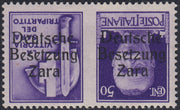 RM10_30 - 1943 - Occupazione tedesca di Zara, Propaganda di Guerra c.50 violetto vignetta tipo "A" soprastampato "Deutsche Besetzung Zara" CAPOVOLTO nuovo con gomma integra (21b)