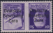 RM10_33 - 1943 - Occupazione tedesca di Zara, Propaganda di Guerra c.50 violetto vignetta tipo "C" soprastampato "Deutsche Besetzung Zara" CAPOVOLTO nuovo con gomma integra (23b)