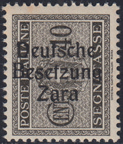 RM10_38 - 1943 - Occupazione tedesca di Zara, Segnatasse di Regno c. 40 grigio bruno soprastampato "Deutsche Besetzung Zara" nuovo con gomma integra (6)