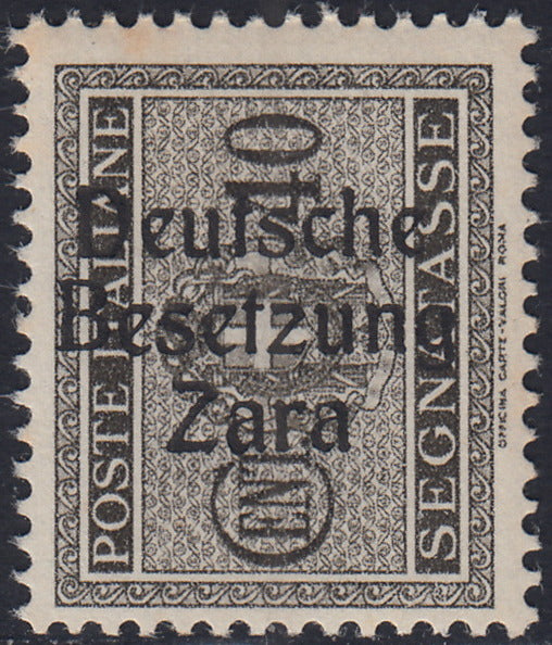 RM10_38 - 1943 - Occupazione tedesca di Zara, Segnatasse di Regno c. 40 grigio bruno soprastampato "Deutsche Besetzung Zara" nuovo con gomma integra (6)