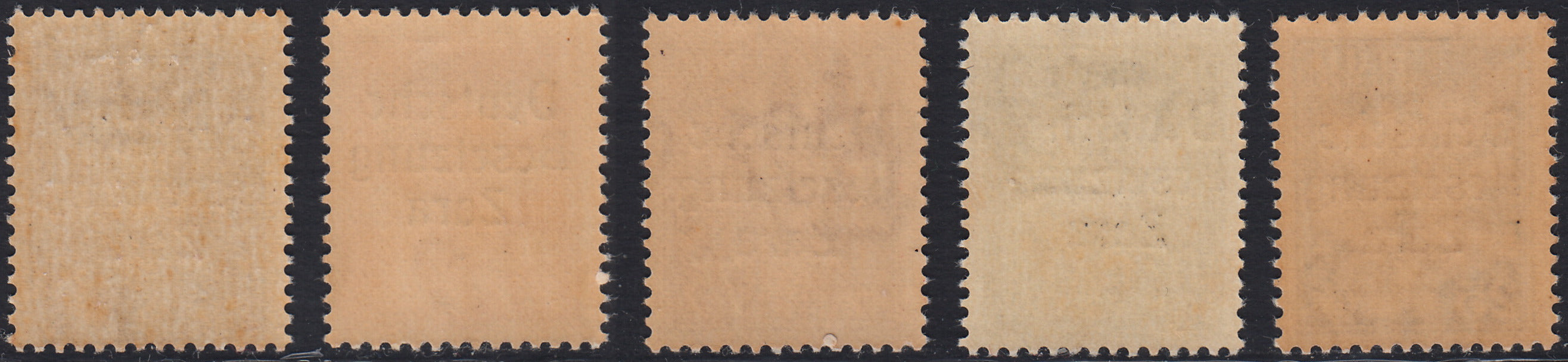 RM10_41 - 1943 - Occupazione tedesca di Zara, Posta Aerea serietta dei primi cinque valori soprastampata "Deutsche Besetzung Zara" nuova con gomma integra (1/5)