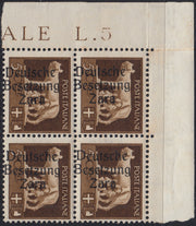 RM10_42 - 1943 - Occupazione tedesca di Zara, c. 5 bruno quartina soprastampata "Deutsche Besetzung Zara" nuova con gomma integra (1/I, 1/II)