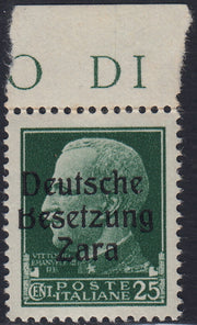 Zara1 - 1941 - German occupation of Zara, L. 3.70 violet overprinted "Deutche Beseztung Zara" (14) **