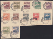 SM44 - 1947 - Centennial of the First United States Postage Stamp, 3L. gray red and blue complete sheet of 40 copies with the first row on the right with additional perforation, new intact (331, 331ec)