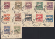 RM10_90 - 1924 - Veduta di San Marino, serie completa di 12 valori usati su cartoncino commemorativo 27/10/1933 (107/118)