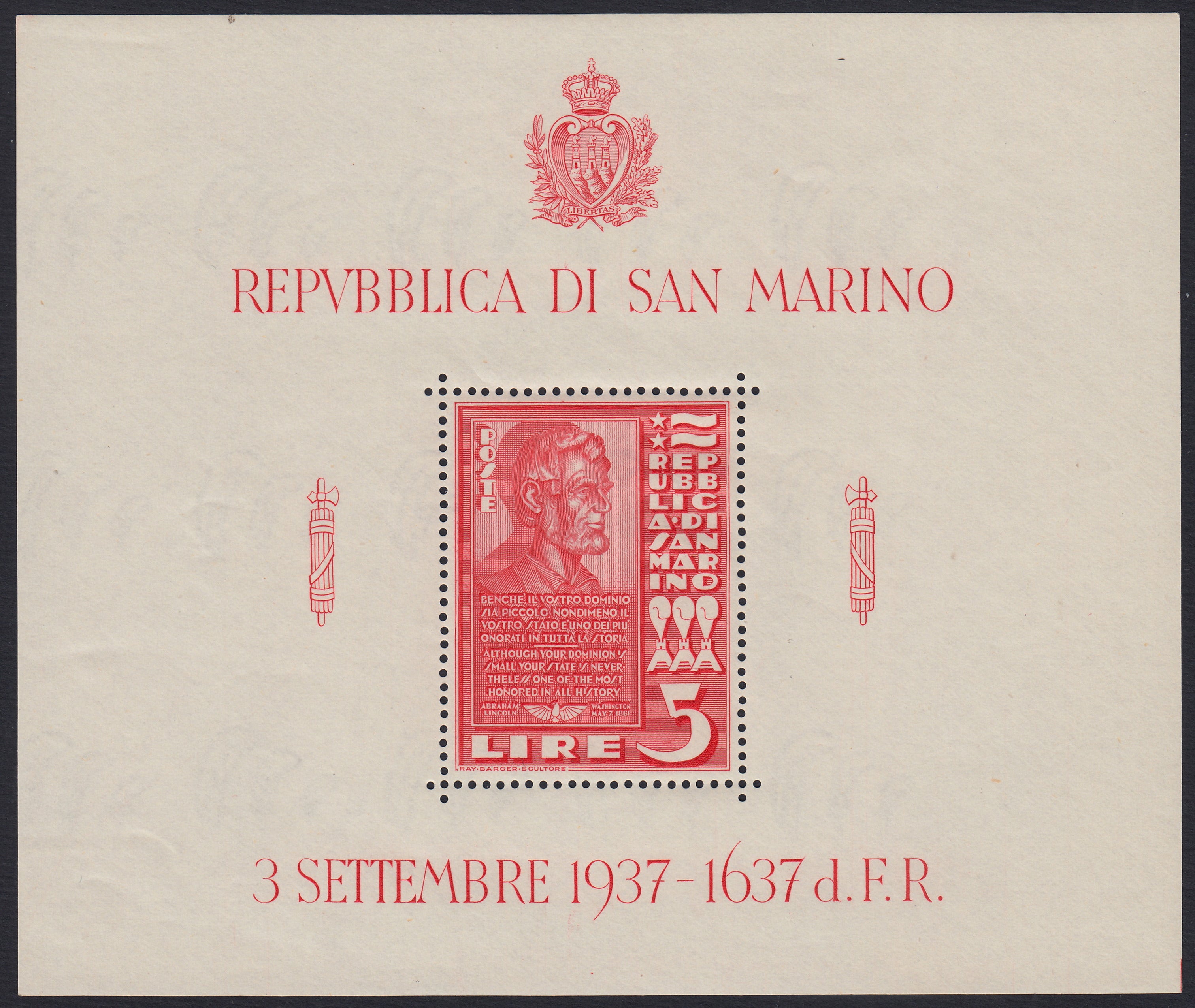 SM44 - 1947 - Centenario del primer sello postal de los Estados Unidos, 3L. gris rojo y azul hoja completa de 40 ejemplares con la primera fila a la derecha con perforación adicional, nuevo intacto (331, 331ec)