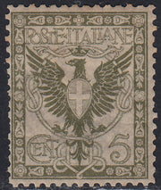 RN155 - 1901 Floreale, colori diversi, c 5 oliva nuovo con gomma originale, di rara bellezza e qualità (70E)