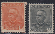 RN229 - 1929 - Tipo Parmeggiani in colori e valori cambiati, c. 15 arancio e c. 35 ardesia nuovi con gomma integra (240/241)