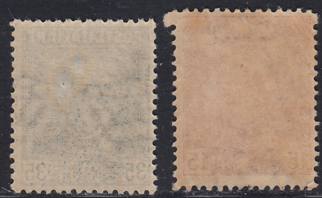 RN229 - 1929 - Parmeggiani type in changed colors and values, c. 15 orange and c. 35 new slates with intact rubber (240/241)